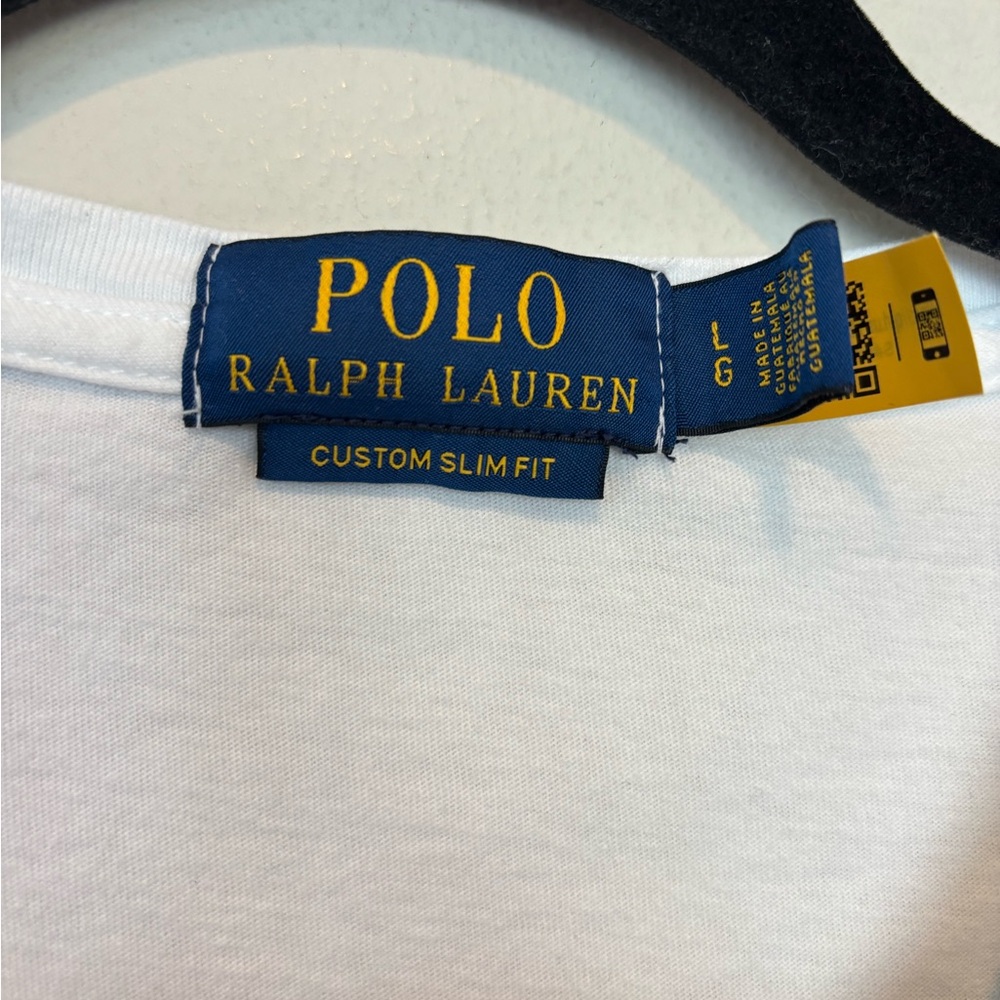 Ralph Lauren White Short Sleeve Tee with Navy POLO Logo 221 - Picture 4 of 5